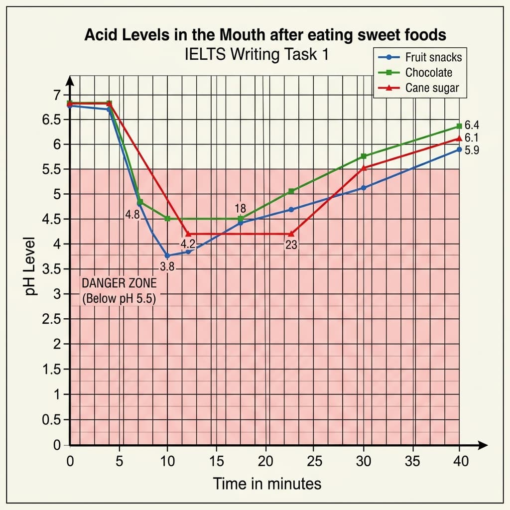 Sweet foods and acid levels in the mouth