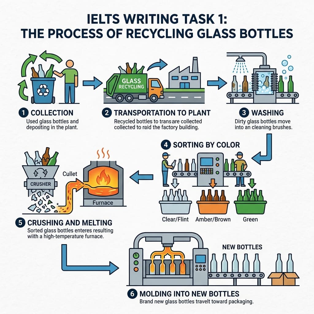 The process of recycling glass bottles