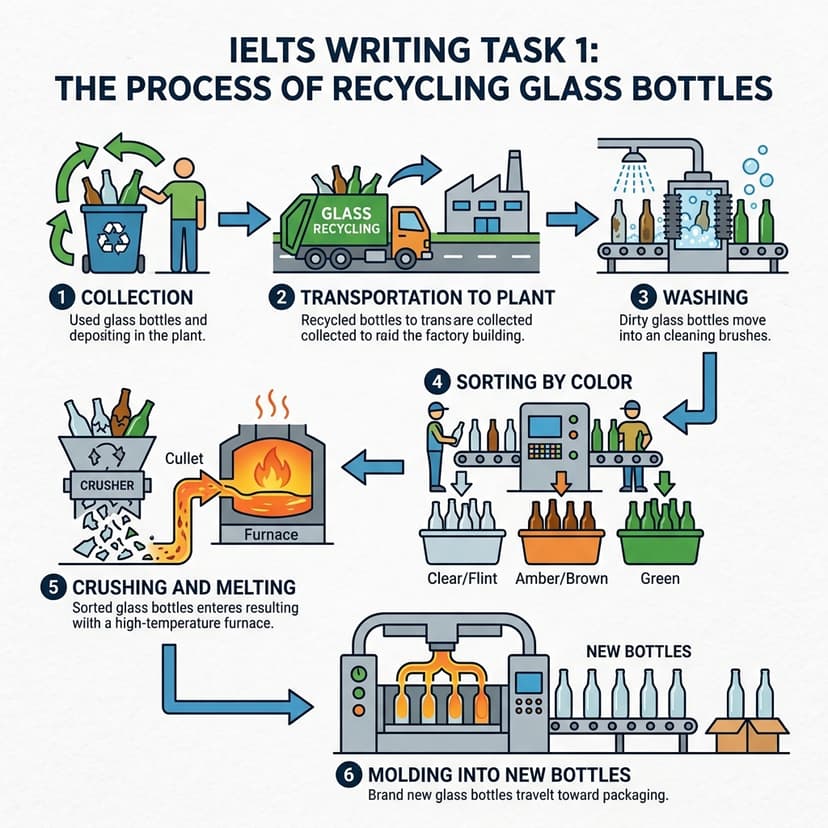 The process of recycling glass bottles